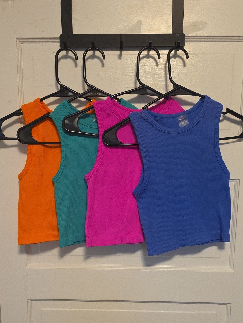 Womens Cropped Ribbed Tank Top - Blue, Pink, Green, Orange